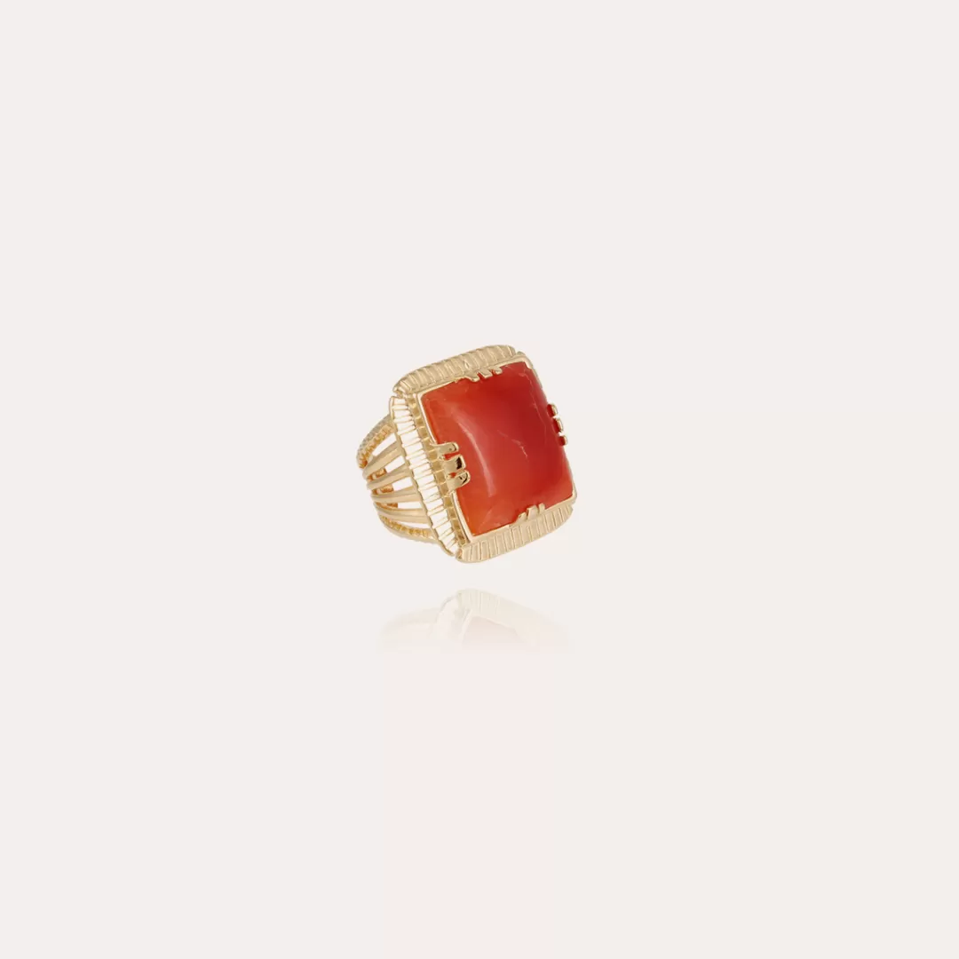 Gas Bijoux Bague Arty Chevaliere Doree-Cornaline
