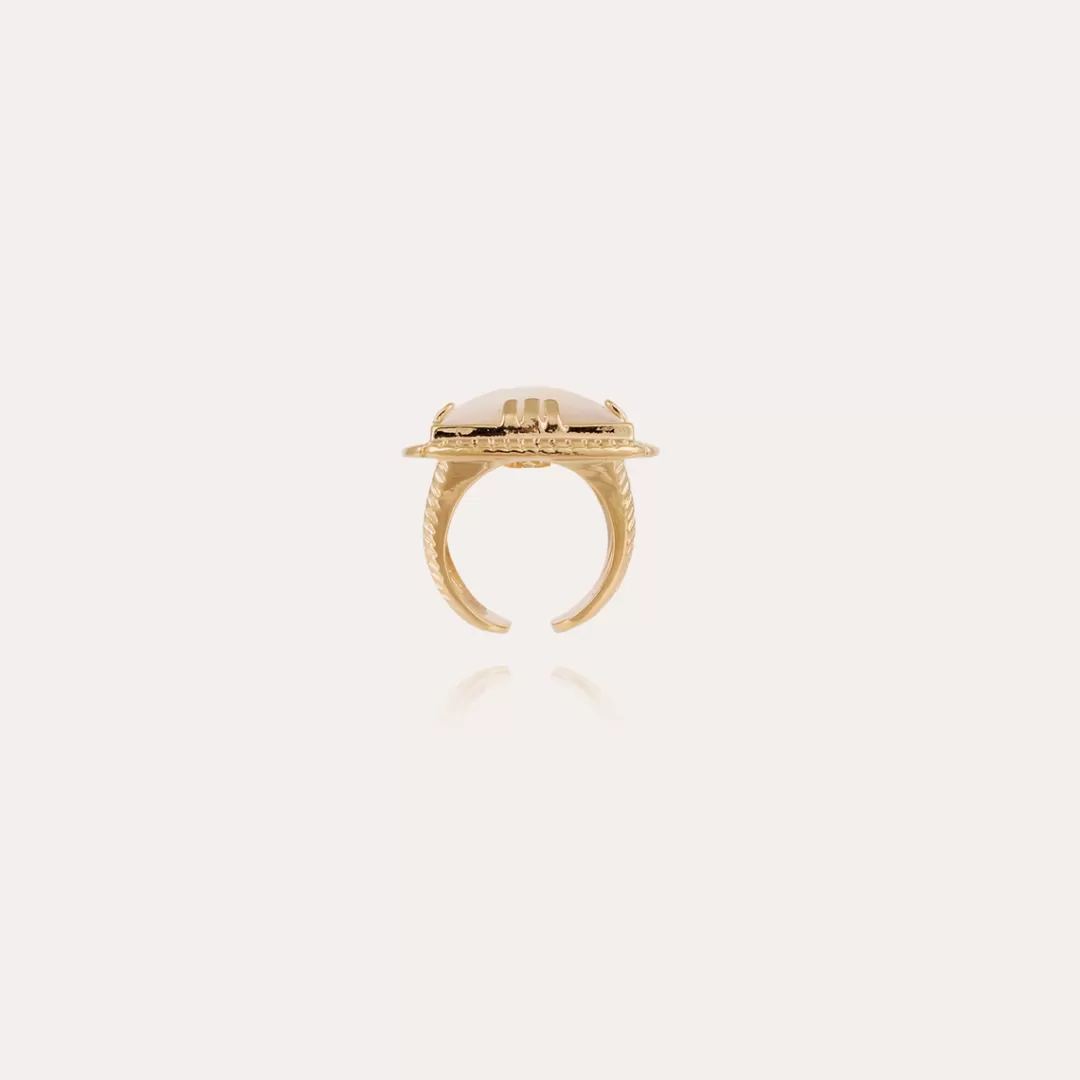Gas Bijoux Bague Arty Chevaliere Doree-Nacre Blanche