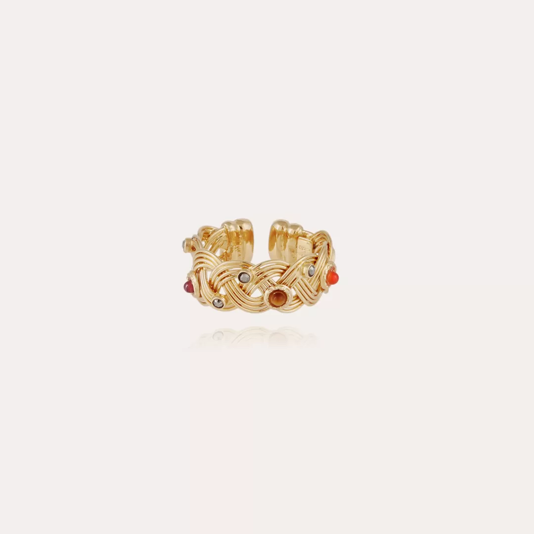 Gas Bijoux Bague Cesaria Jonc Cabochons Doree