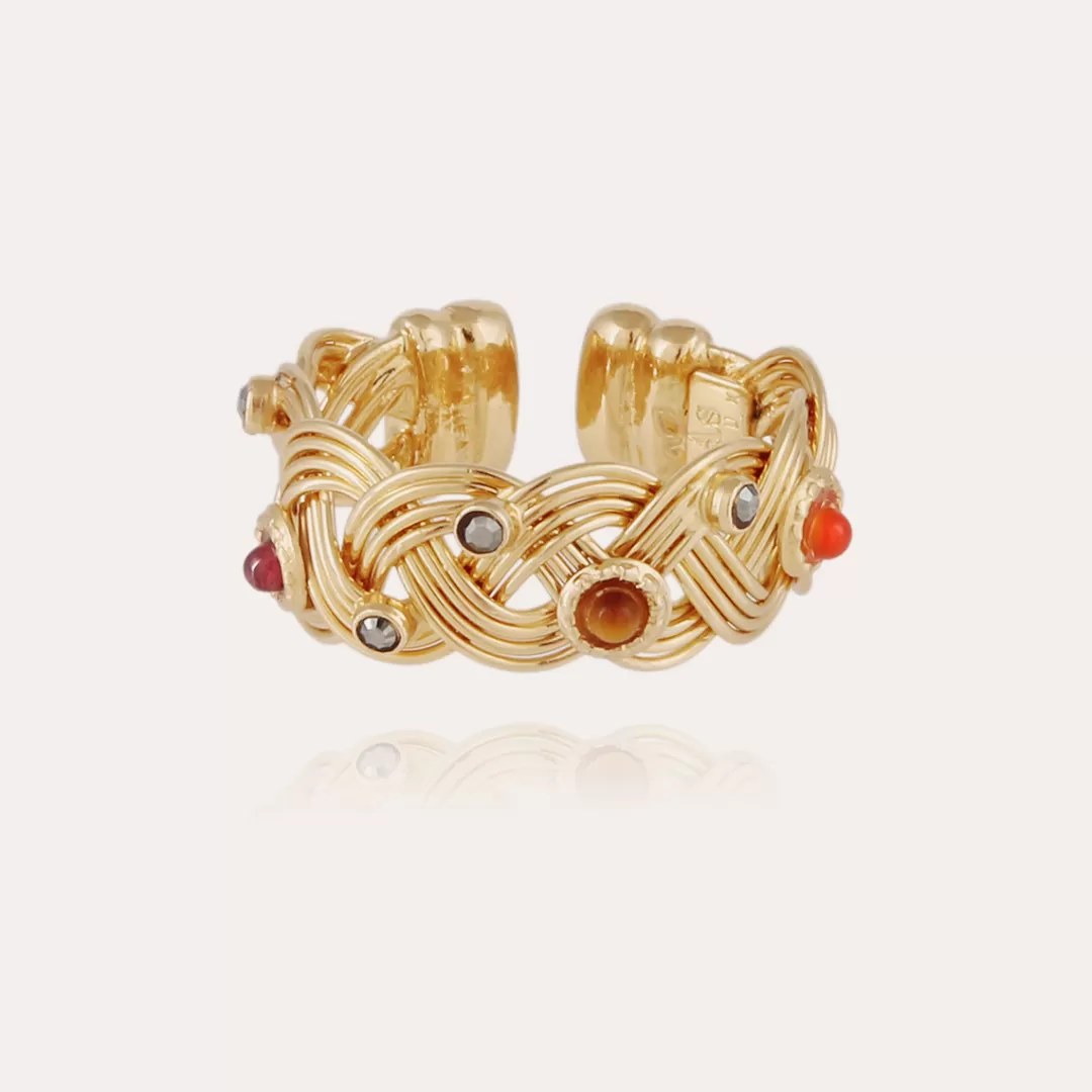 Gas Bijoux Bague Cesaria Jonc Cabochons Doree