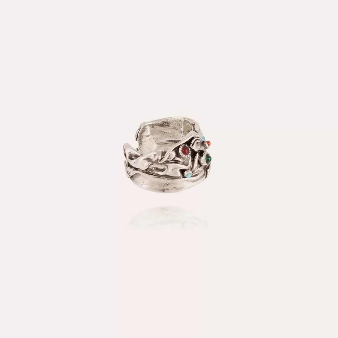 Gas Bijoux Bague Compression Cabochons Homme Argentee