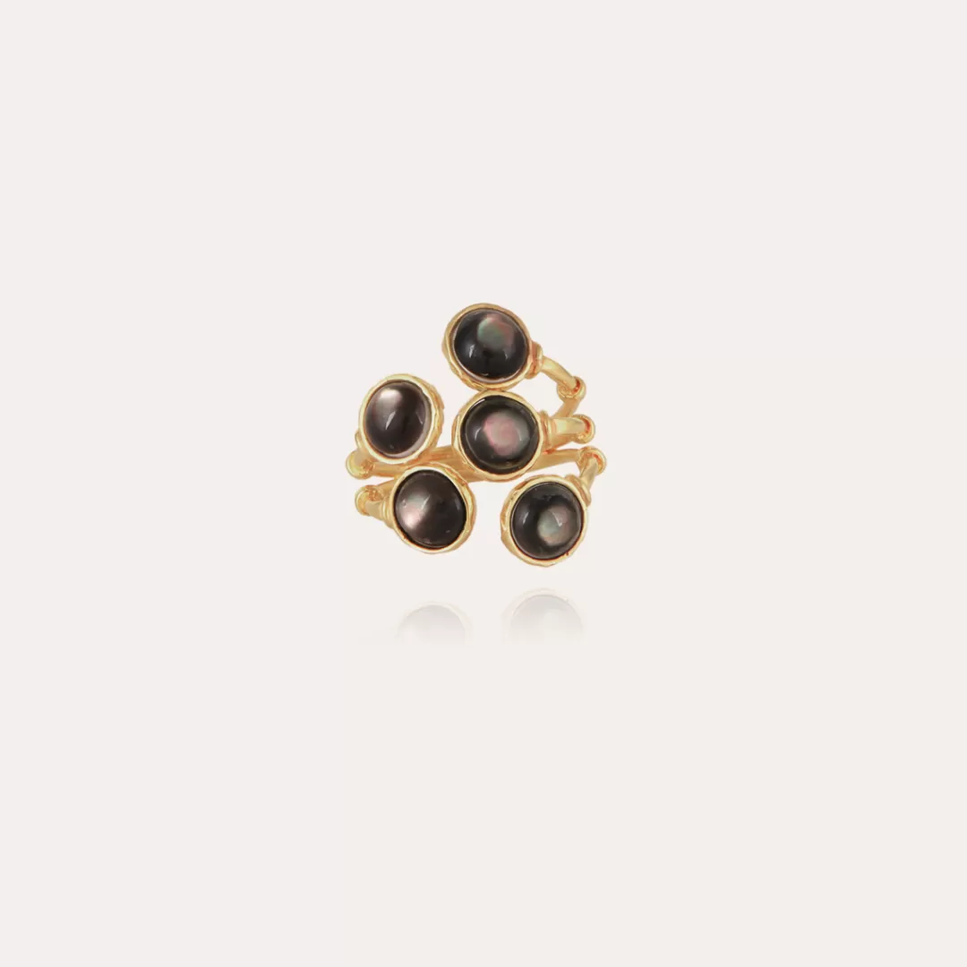 Gas Bijoux Bague Duality Multi Serti Doree-Nacre Grise