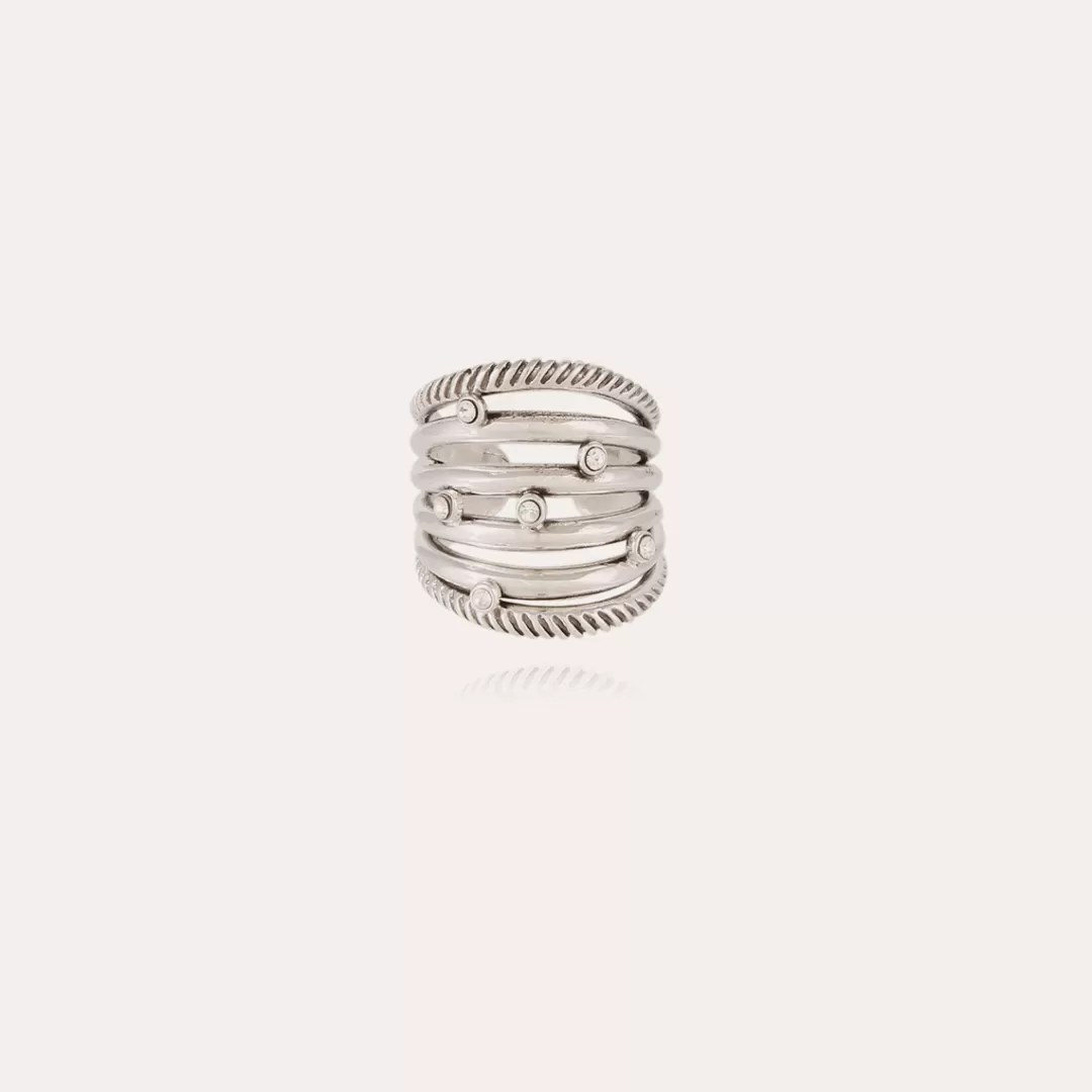 Gas Bijoux Bague Etincelle Cabochons Argentee