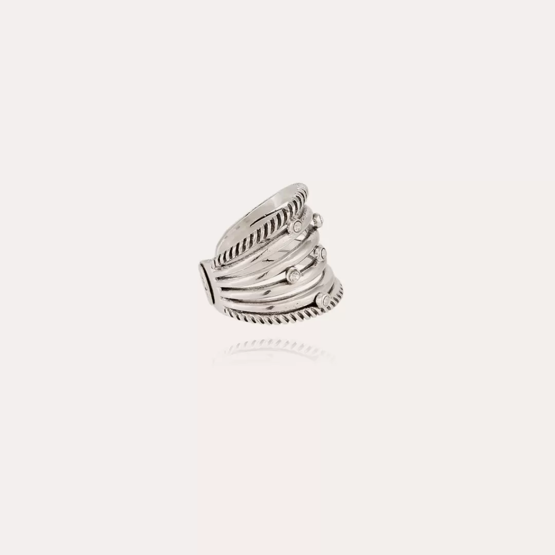 Gas Bijoux Bague Etincelle Cabochons Argentee