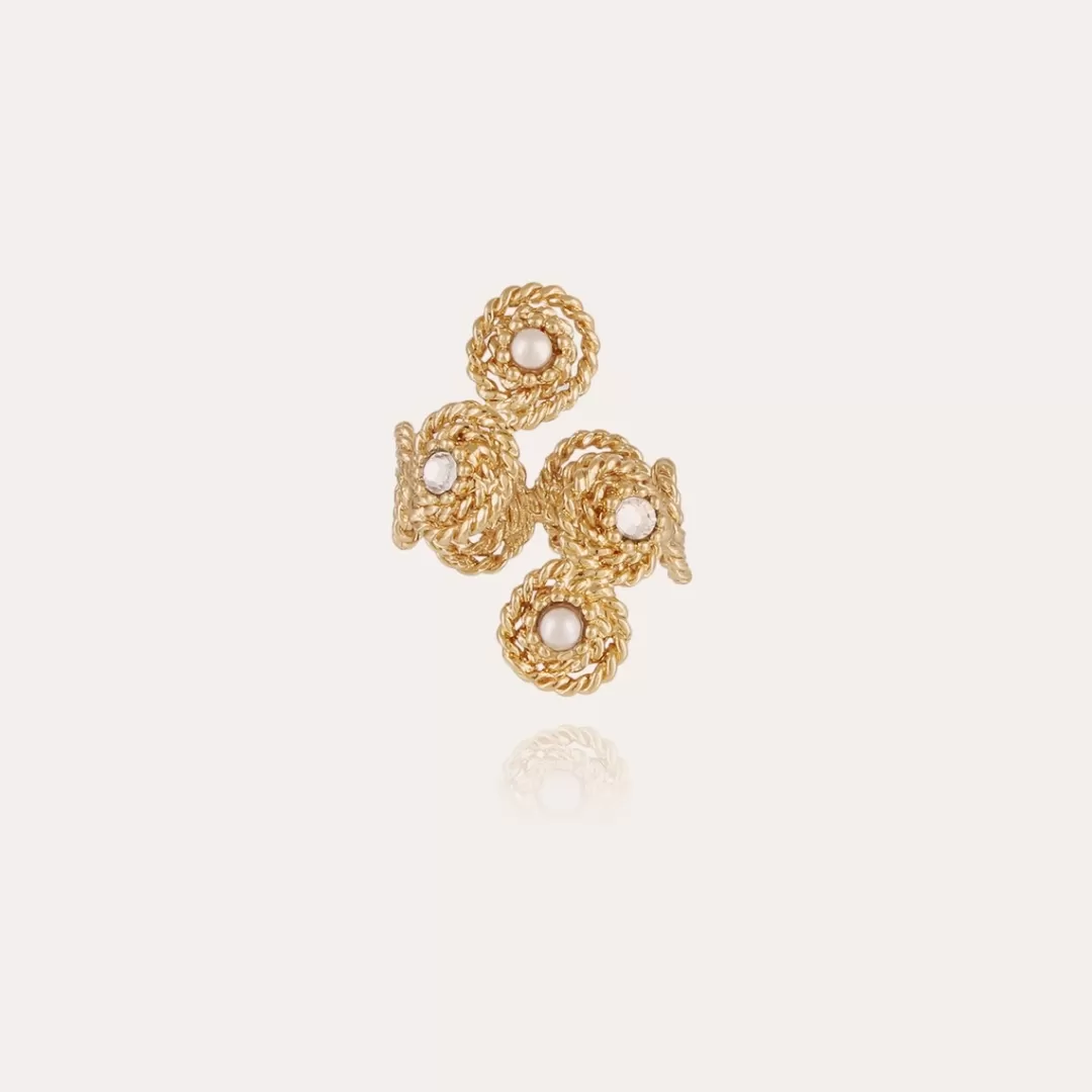 Gas Bijoux Bague Mistral Liane Doree-Nacre Blanche & Strass