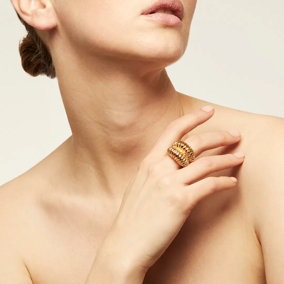 Gas Bijoux Bague Tiki Doree