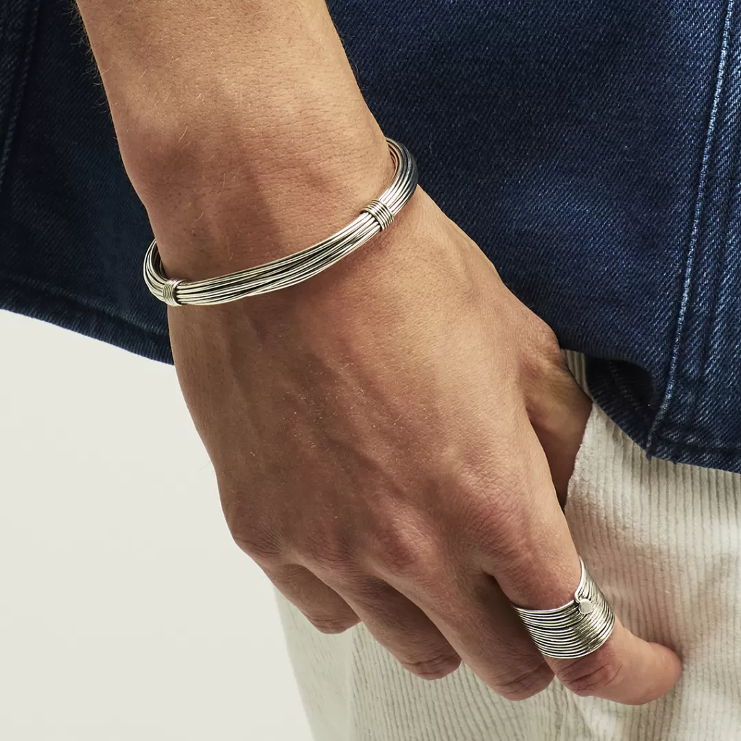 Gas Bijoux Bague Wave Homme Argentee