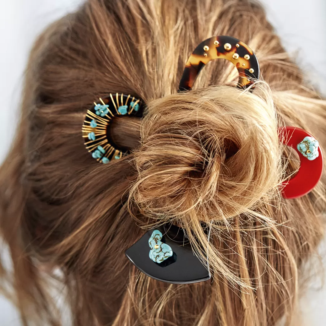 Gas Bijoux Bijou De Cheveux Celeste David Lucas Grand Modele Acetate Dore-Ivoire