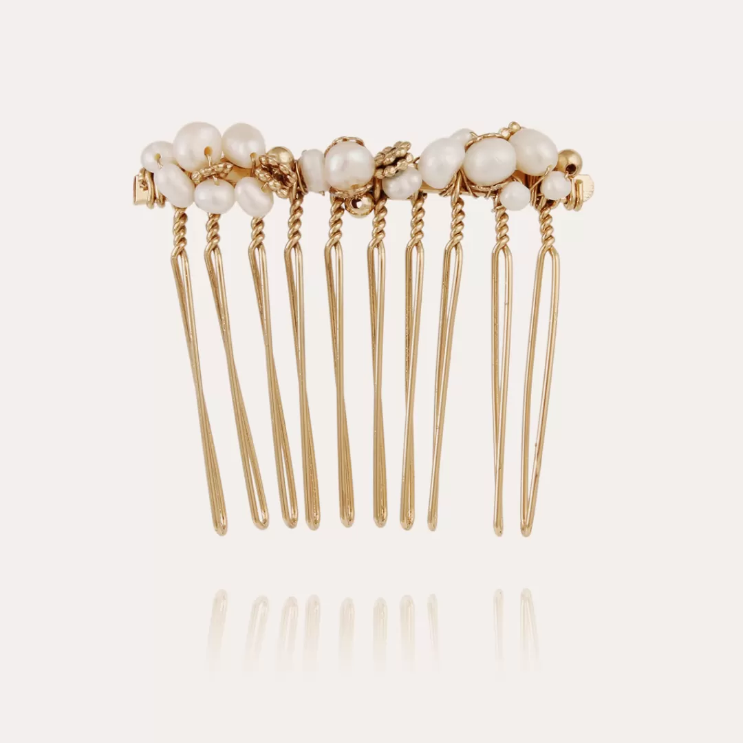 Gas Bijoux Bijoux De Cheveux Calliope Petit Modele Dore-Nacre Blanche