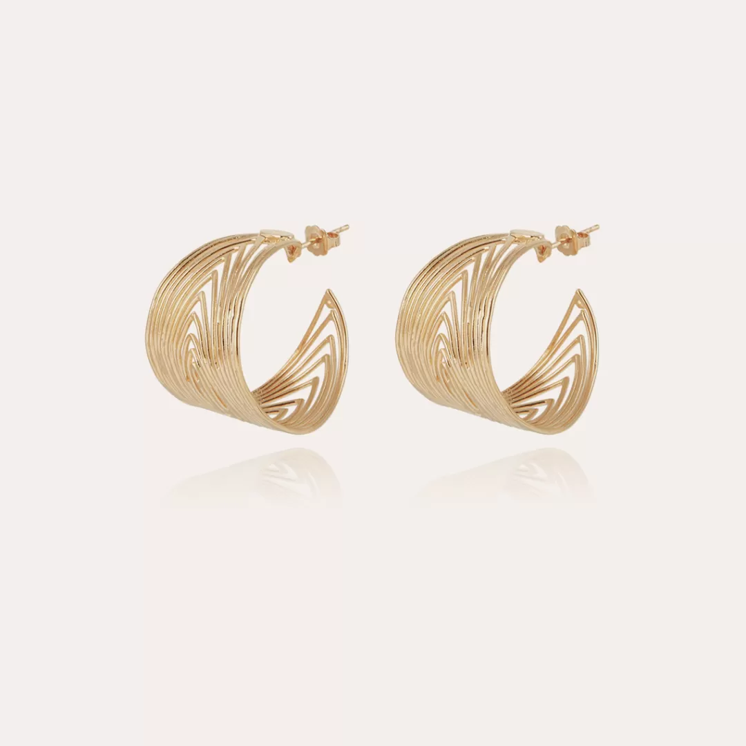 Gas Bijoux Boucle D'Oreilles Creoles Wave Dorees