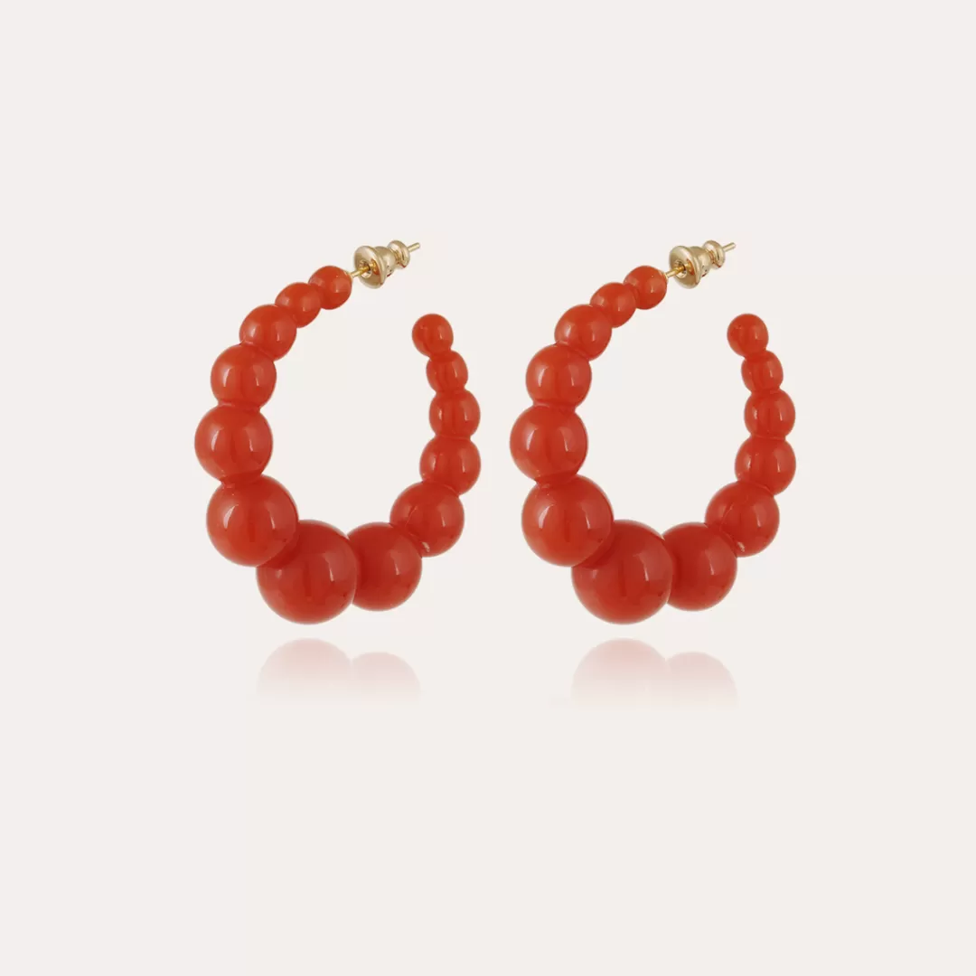 Gas Bijoux Boucles D'Oreilles Andy Petit Modele Dorees-Rouge Fonce