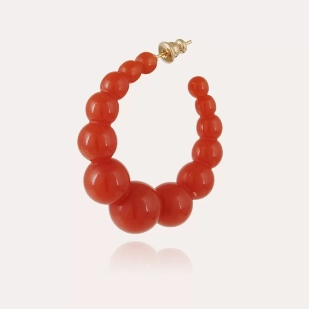 Gas Bijoux Boucles D'Oreilles Andy Petit Modele Dorees-Rouge Fonce