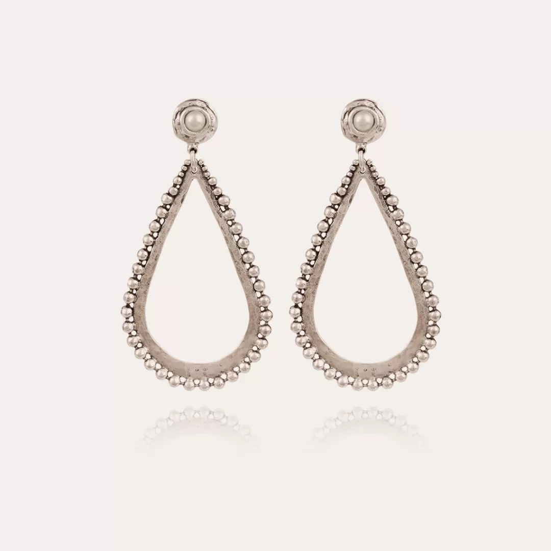 Gas Bijoux Boucles D'Oreilles Bibou Cabochon Argentees