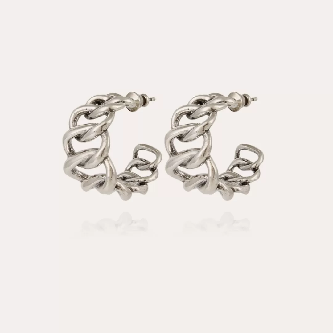 Gas Bijoux Boucles D'Oreilles Bronx Creoles Argentees