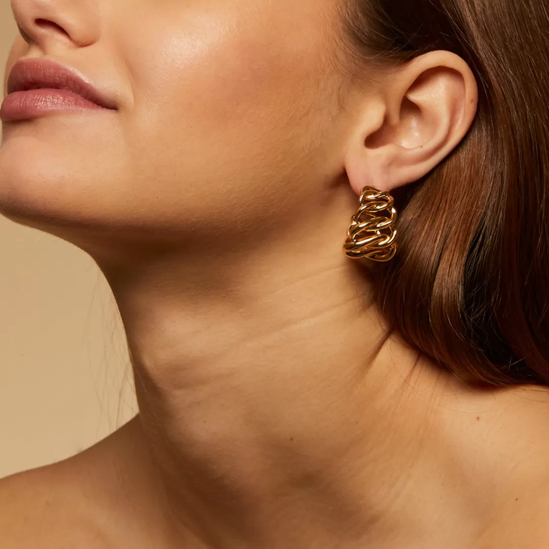 Gas Bijoux Boucles D'Oreilles Bronx Creoles Dorees