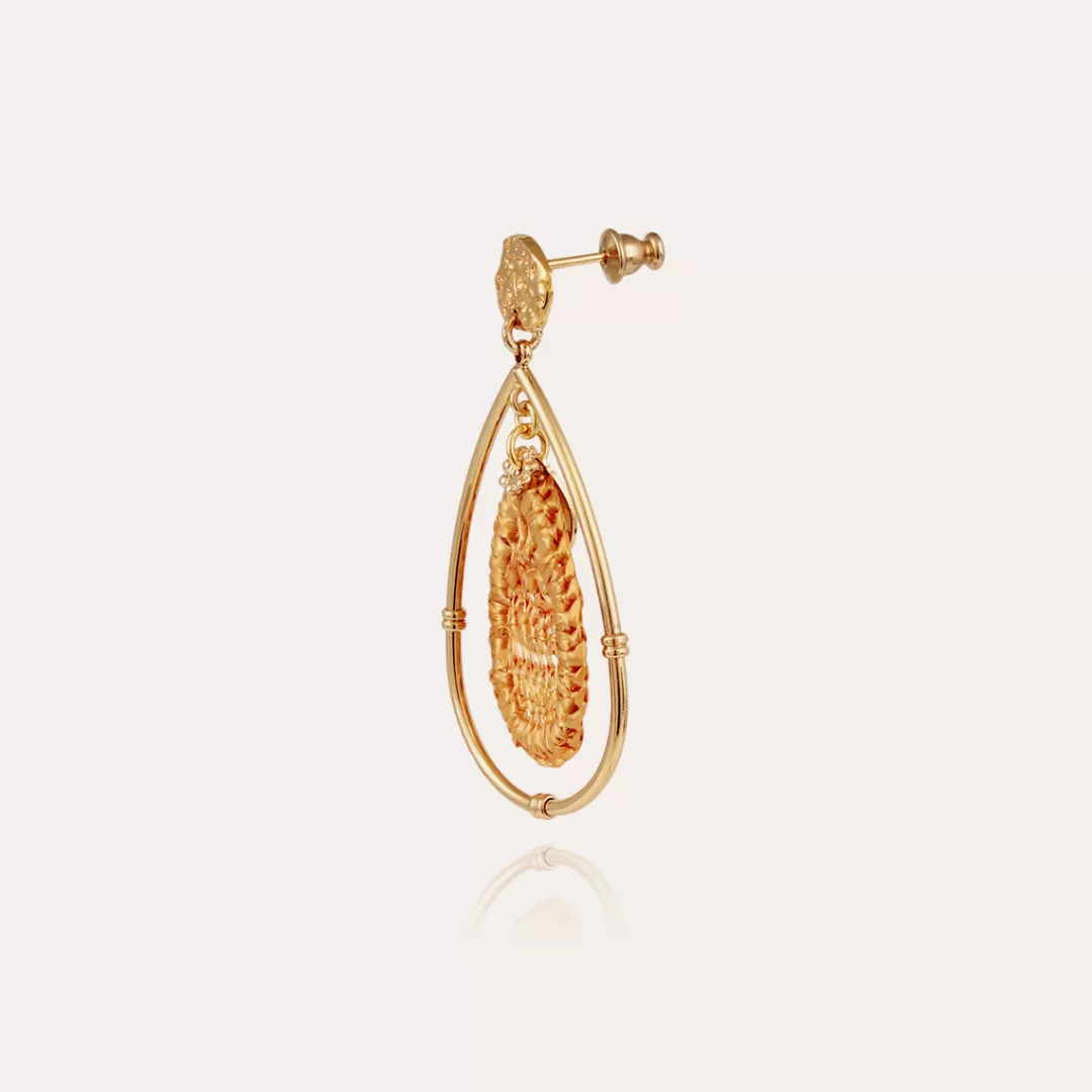 Gas Bijoux Boucles D'Oreilles Cage Raphia Grand Modele Dorees