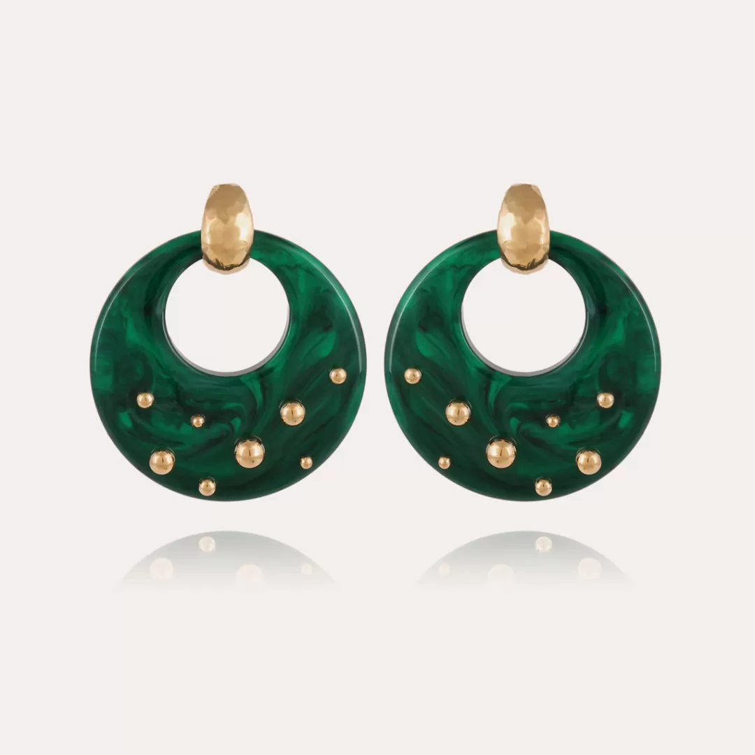 Gas Bijoux Boucles D'Oreilles Cassiope Acetate Dorees-Emeraude