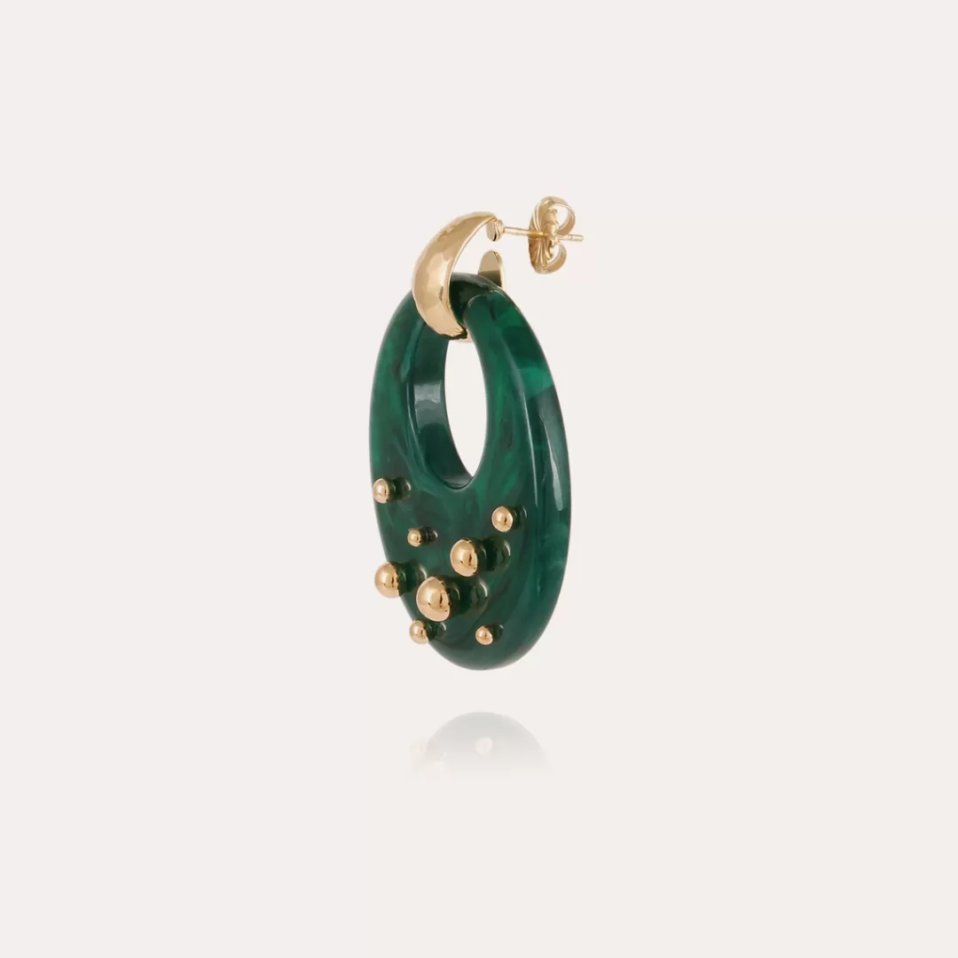Gas Bijoux Boucles D'Oreilles Cassiope Acetate Dorees-Emeraude
