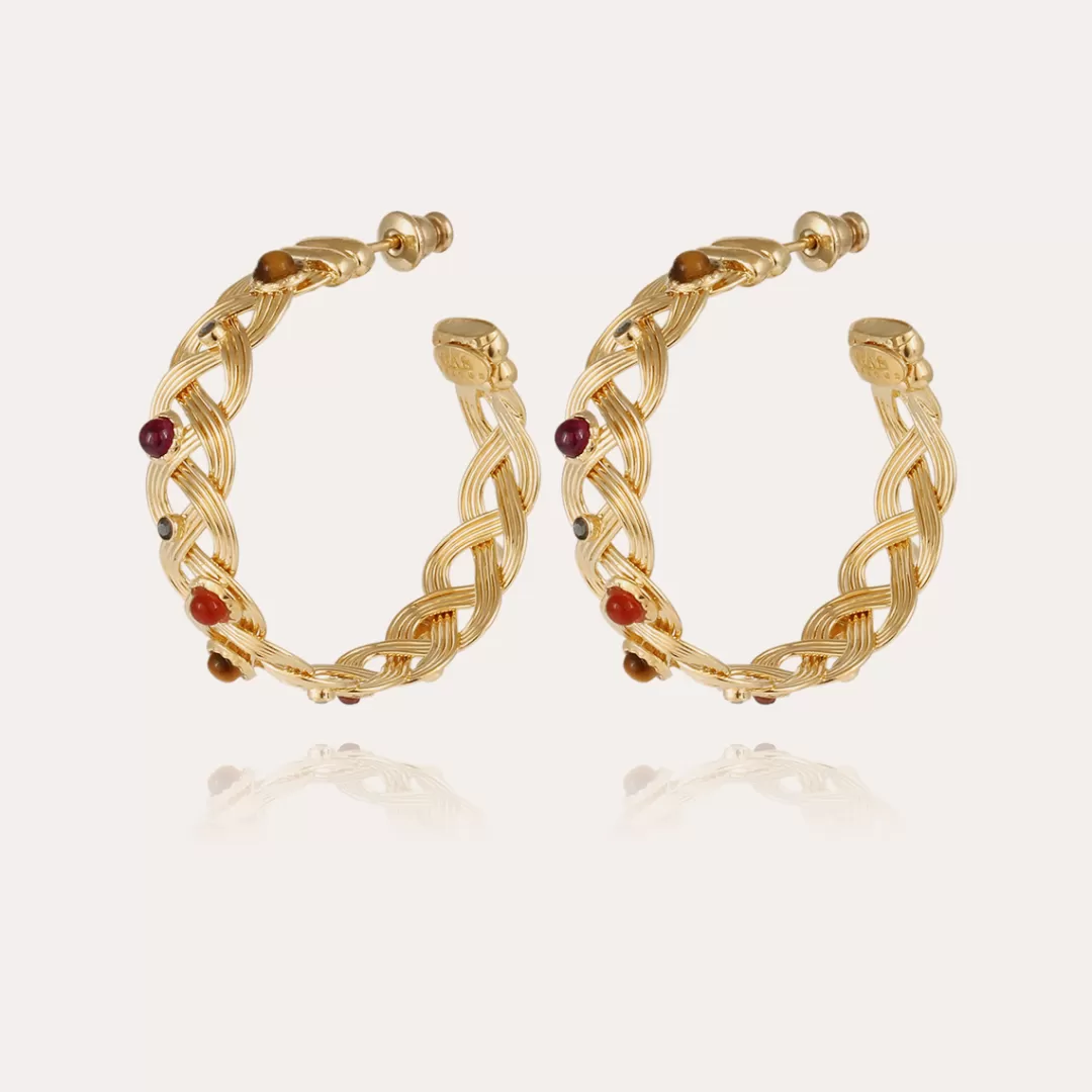 Gas Bijoux Boucles D'Oreilles Cesaria Cabochons Dorees