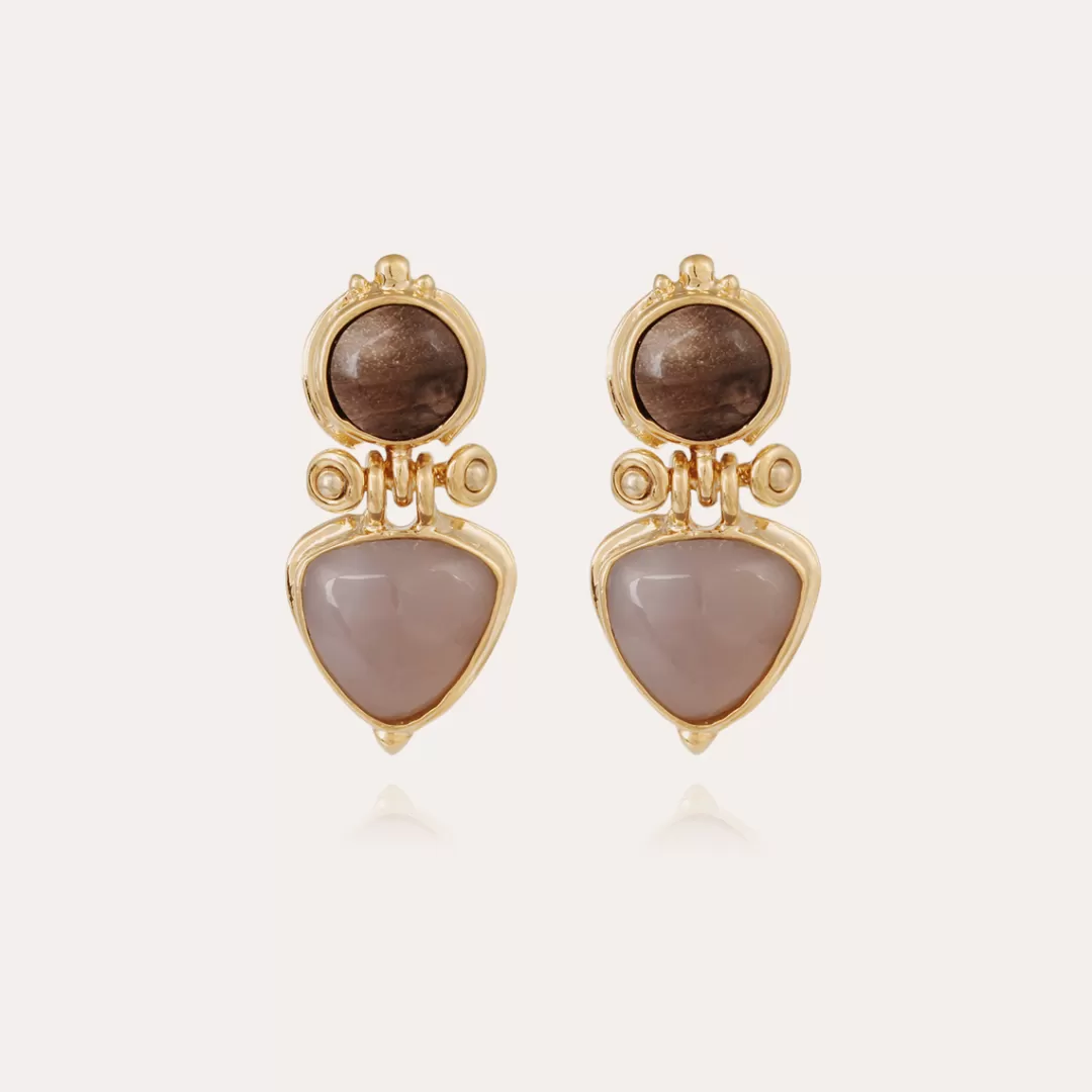 Gas Bijoux Boucles D'Oreilles Colorado Dorees-Bois & Calcite Grise
