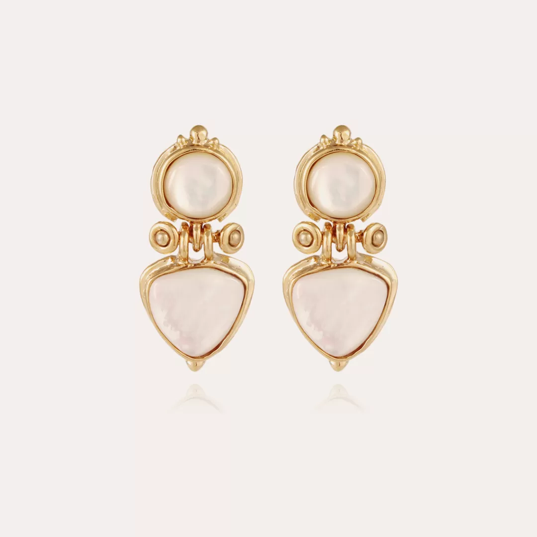 Gas Bijoux Boucles D'Oreilles Colorado Dorees-Nacre Blanche