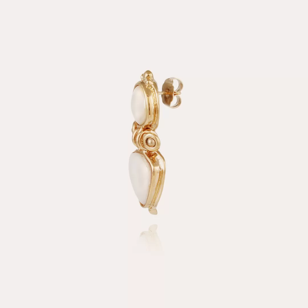 Gas Bijoux Boucles D'Oreilles Colorado Dorees-Nacre Blanche