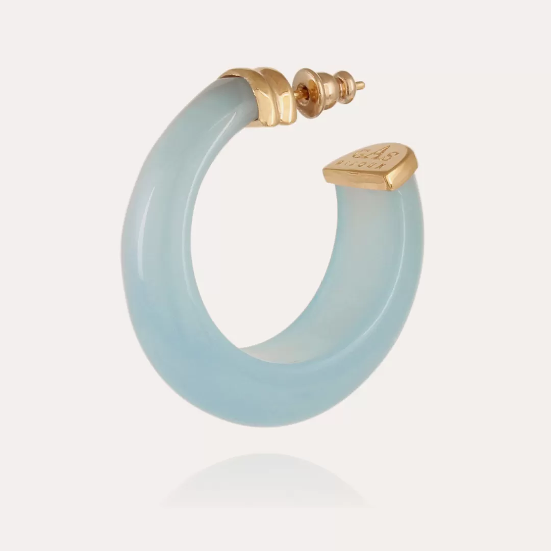 Gas Bijoux Boucles D'Oreilles Creoles Abalone Acetate Dorees-Bleu Tempete