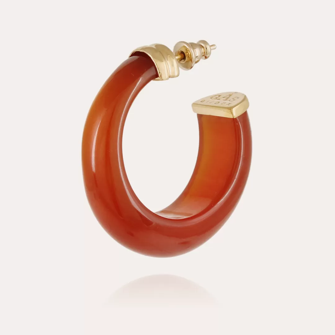 Gas Bijoux Boucles D'Oreilles Creoles Abalone Acetate Dorees-Marron