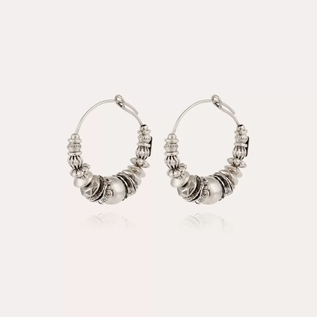Gas Bijoux Boucles D'Oreilles Creoles Aloha Mini Argentees