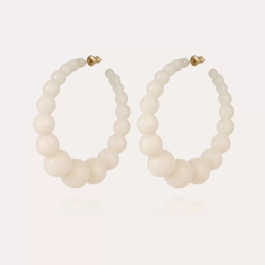 Gas Bijoux Boucles D'Oreilles Creoles Andy Acetate Dorees-Blanc