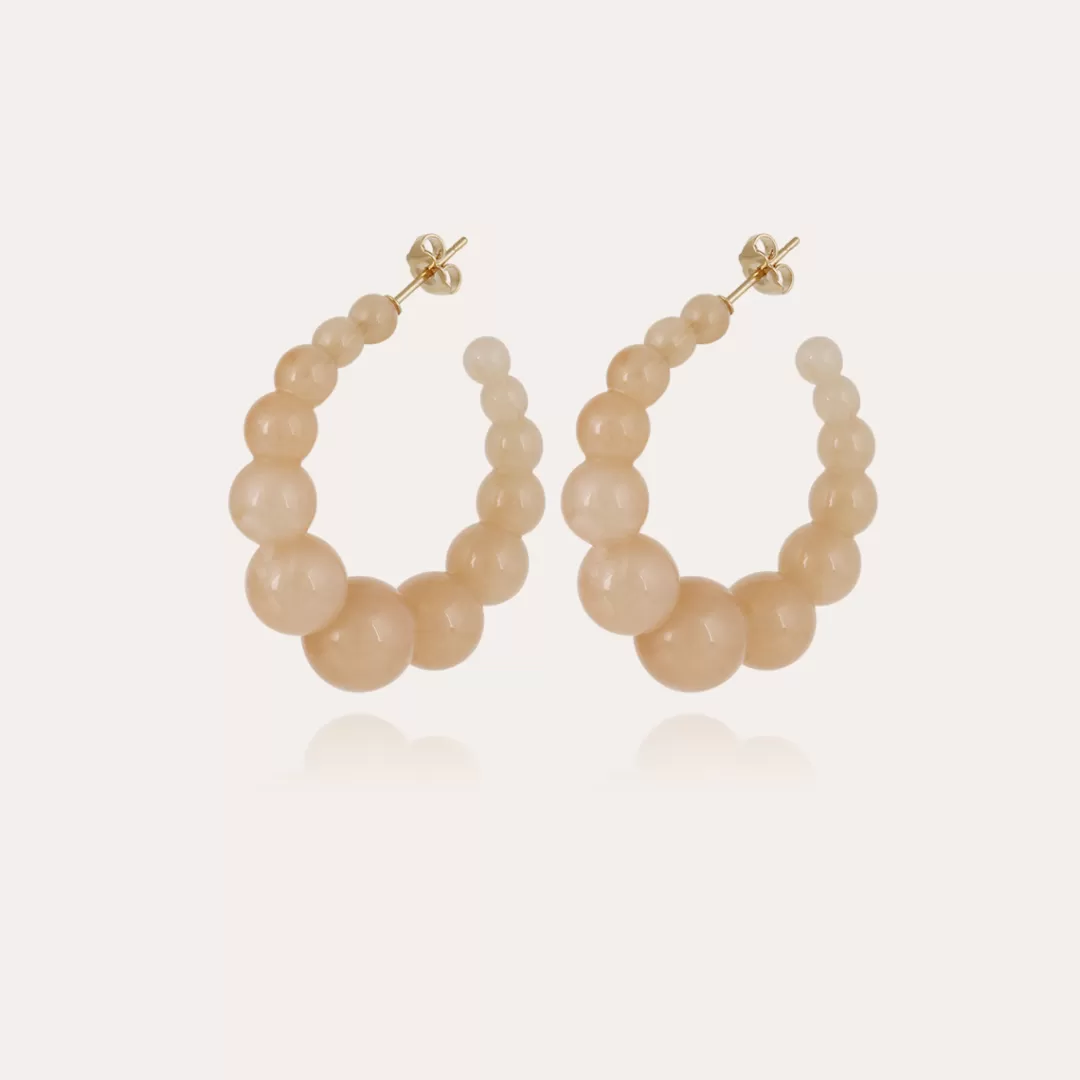 Gas Bijoux Boucles D'Oreilles Creoles Andy Petit Modele Acetate Dorees-Beige