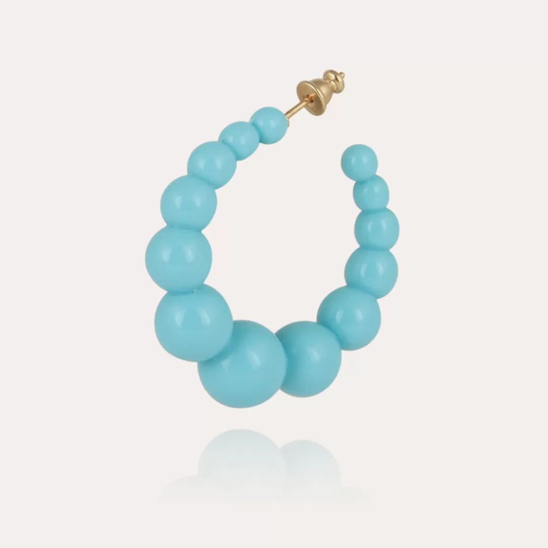 Gas Bijoux Boucles D'Oreilles Creoles Andy Petit Modele Acetate Dorees-Turquoise