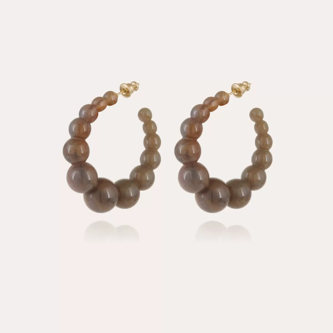 Gas Bijoux Boucles D'Oreilles Creoles Andy Petit Modele Dorees-Gris
