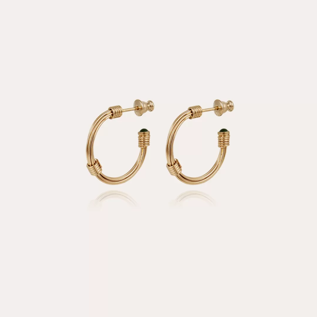Gas Bijoux Boucles D'Oreilles Creoles Ariane Cabochons Mini Dorees
