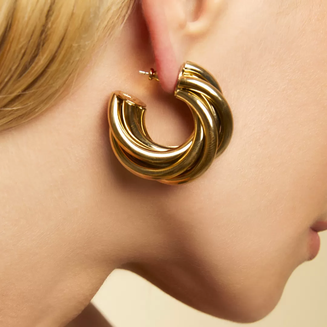 Gas Bijoux Boucles D'Oreilles Creoles Atik Moyen Modele Dorees