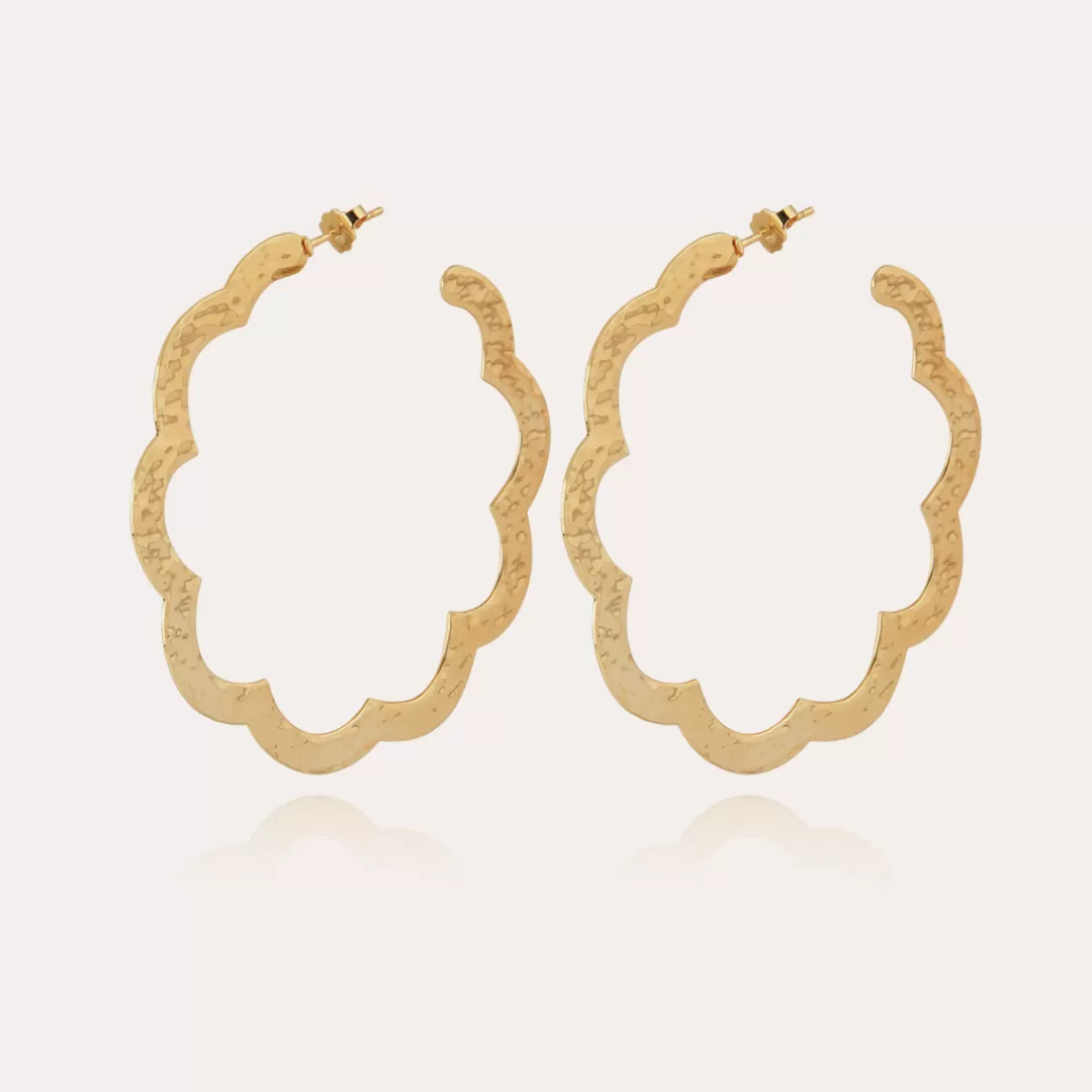 Gas Bijoux Boucles D'Oreilles Creoles Bolduc Flore Grand Modele Dorees