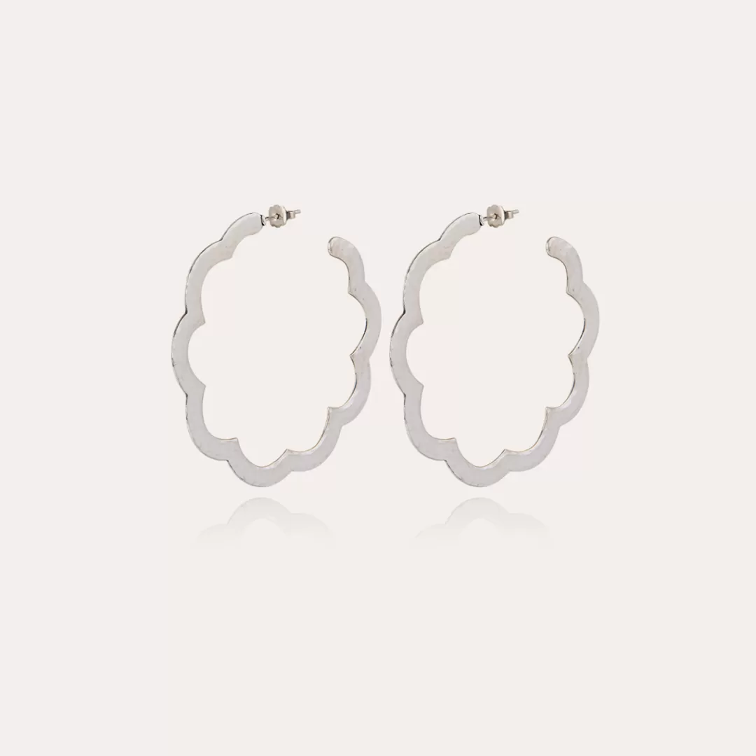 Gas Bijoux Boucles D'Oreilles Creoles Bolduc Flore Petit Modele Argentees