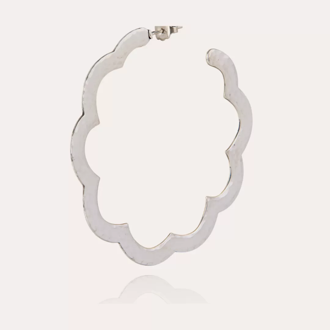 Gas Bijoux Boucles D'Oreilles Creoles Bolduc Flore Petit Modele Argentees