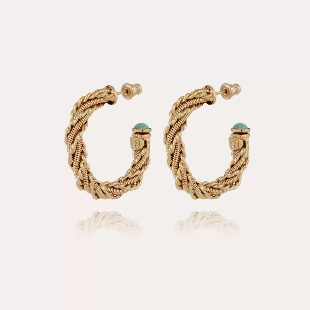Gas Bijoux Boucles D'Oreilles Creoles Bonnie Cabochons Petit Modele Dorees