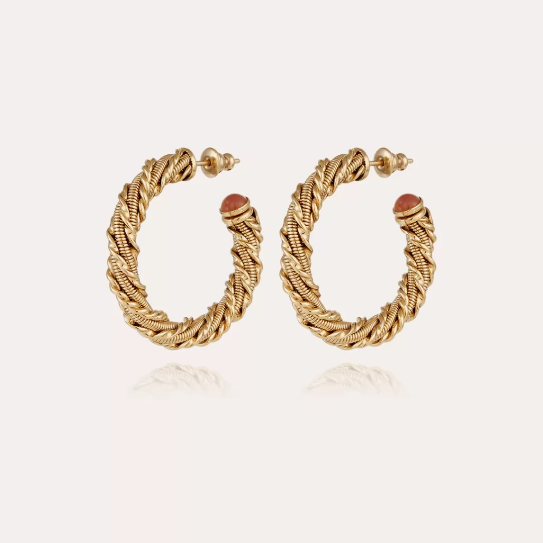 Gas Bijoux Boucles D'Oreilles Creoles Bonnie Cabochons Petit Modele Dorees