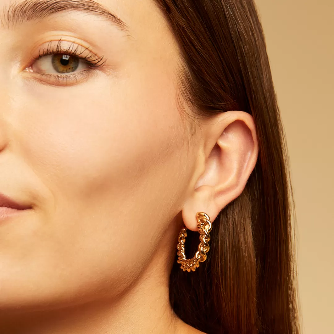 Gas Bijoux Boucles D'Oreilles Creoles Bronxy Dorees