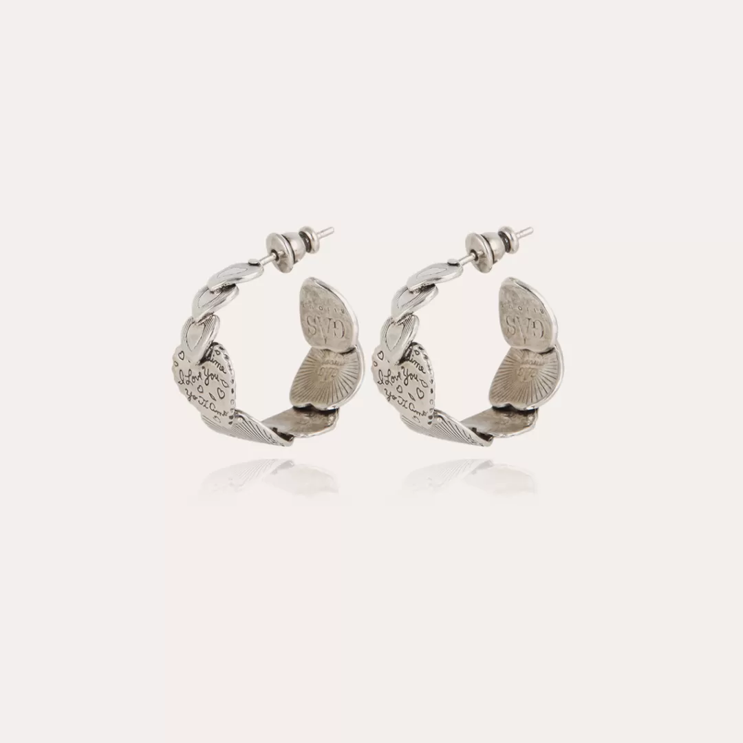 Gas Bijoux Boucles D'Oreilles Creoles Cuore Petit Modele Argentees