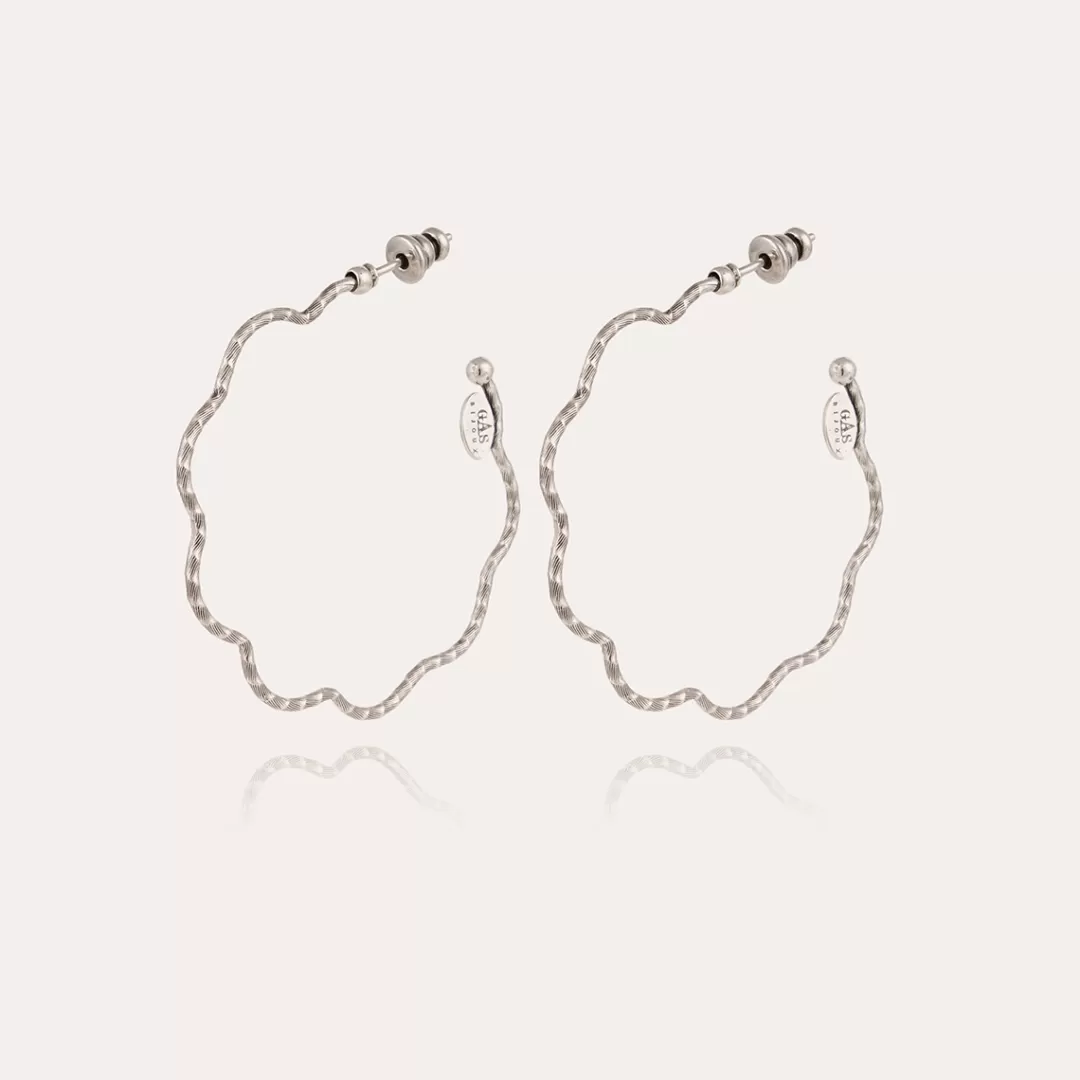 Gas Bijoux Boucles D'Oreilles Creoles Florette Petit Modele Argentees