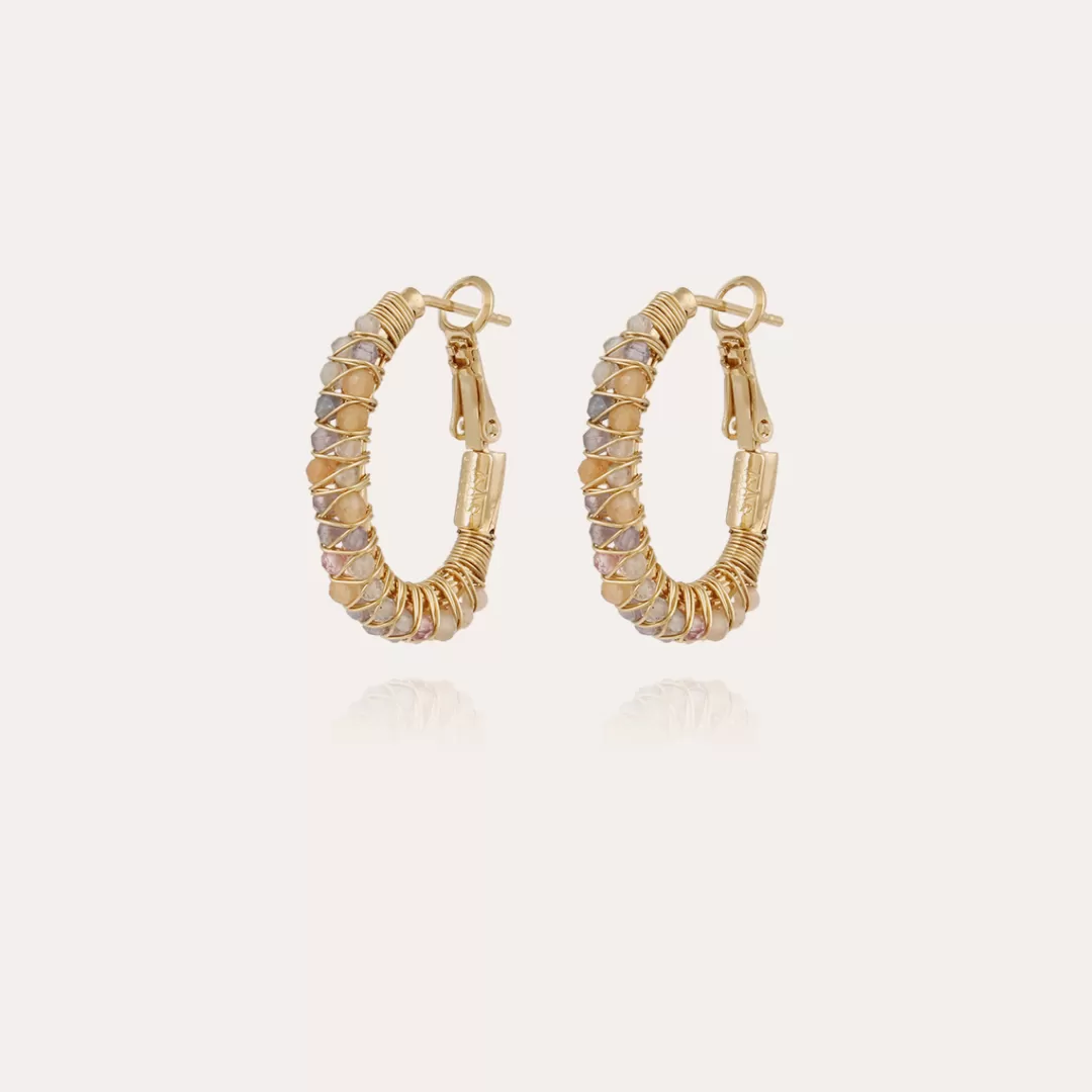 Gas Bijoux Boucles D'Oreilles Creoles Lyre Dorees
