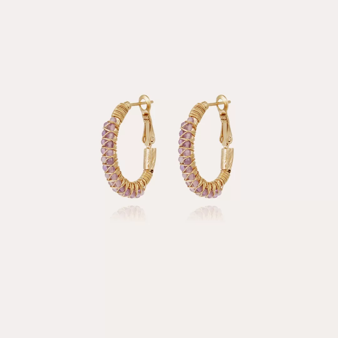Gas Bijoux Boucles D'Oreilles Creoles Lyre Dorees