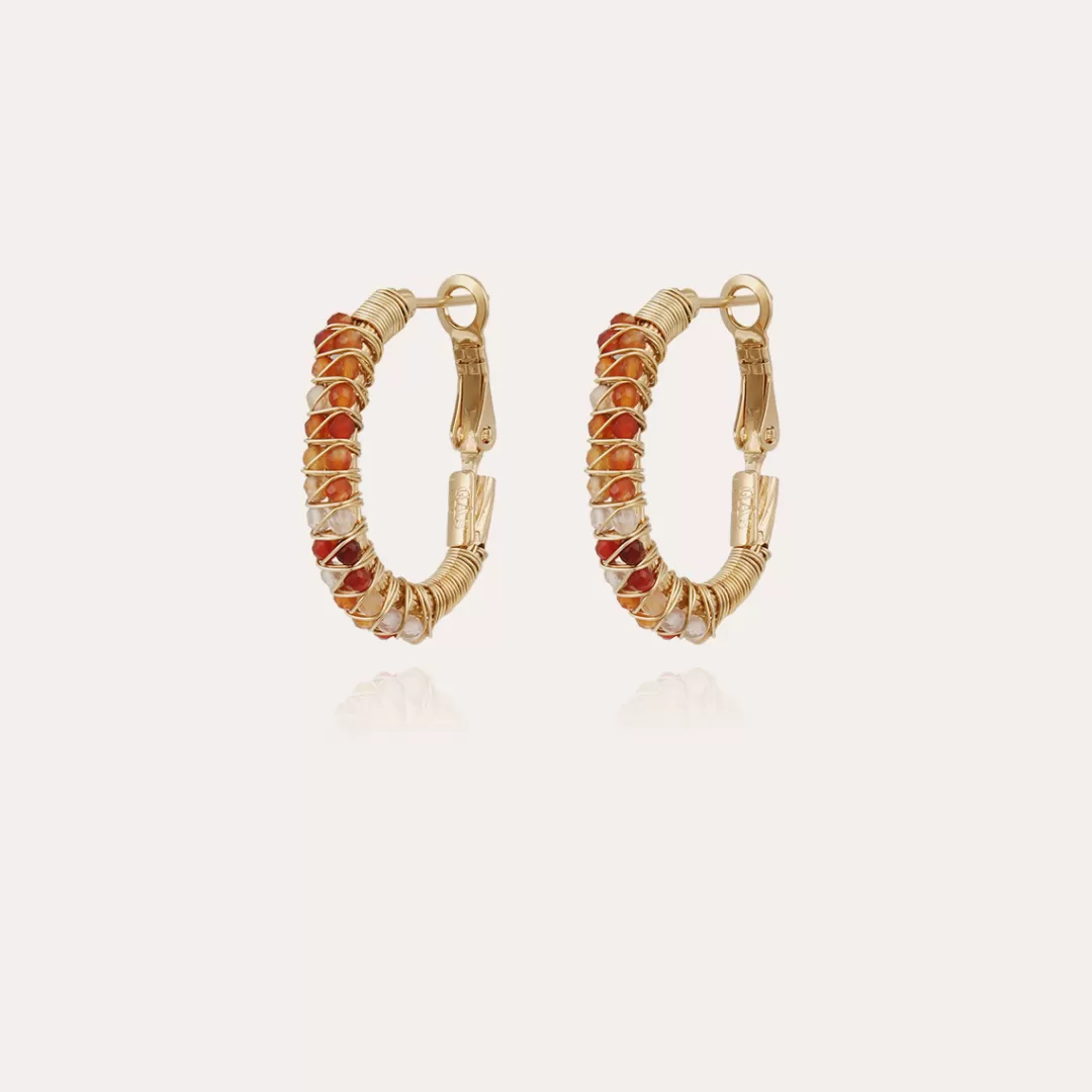 Gas Bijoux Boucles D'Oreilles Creoles Lyre Dorees-Cornaline