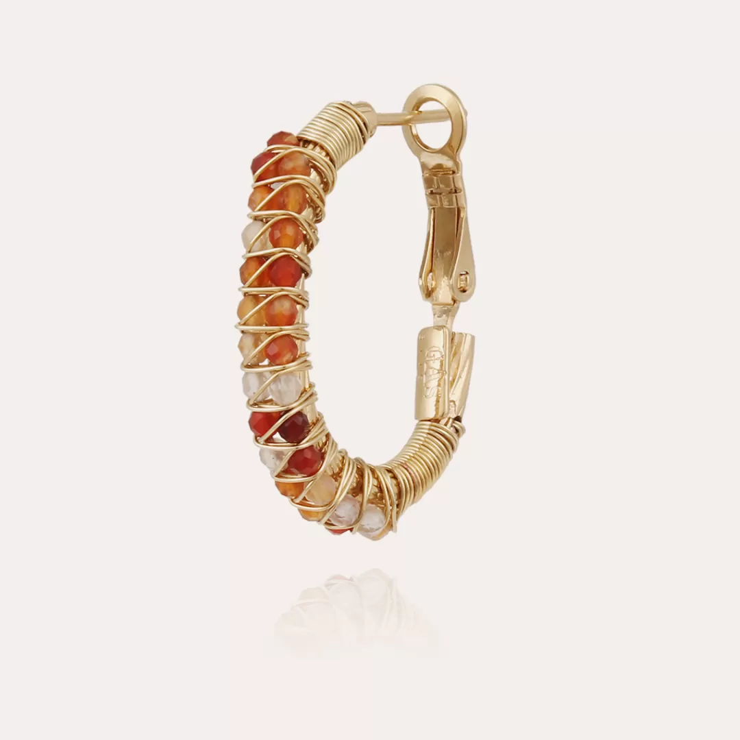 Gas Bijoux Boucles D'Oreilles Creoles Lyre Dorees-Cornaline