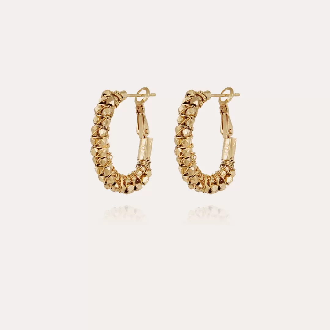 Gas Bijoux Boucles D'Oreilles Creoles Lyre Lucky Dorees