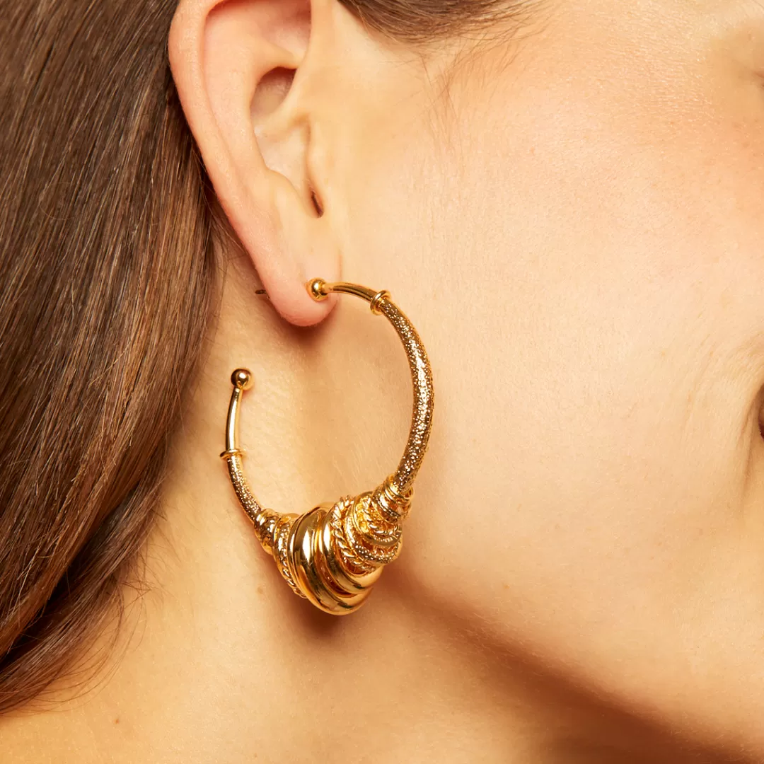 Gas Bijoux Boucles D'Oreilles Creoles Maranzana Dorees