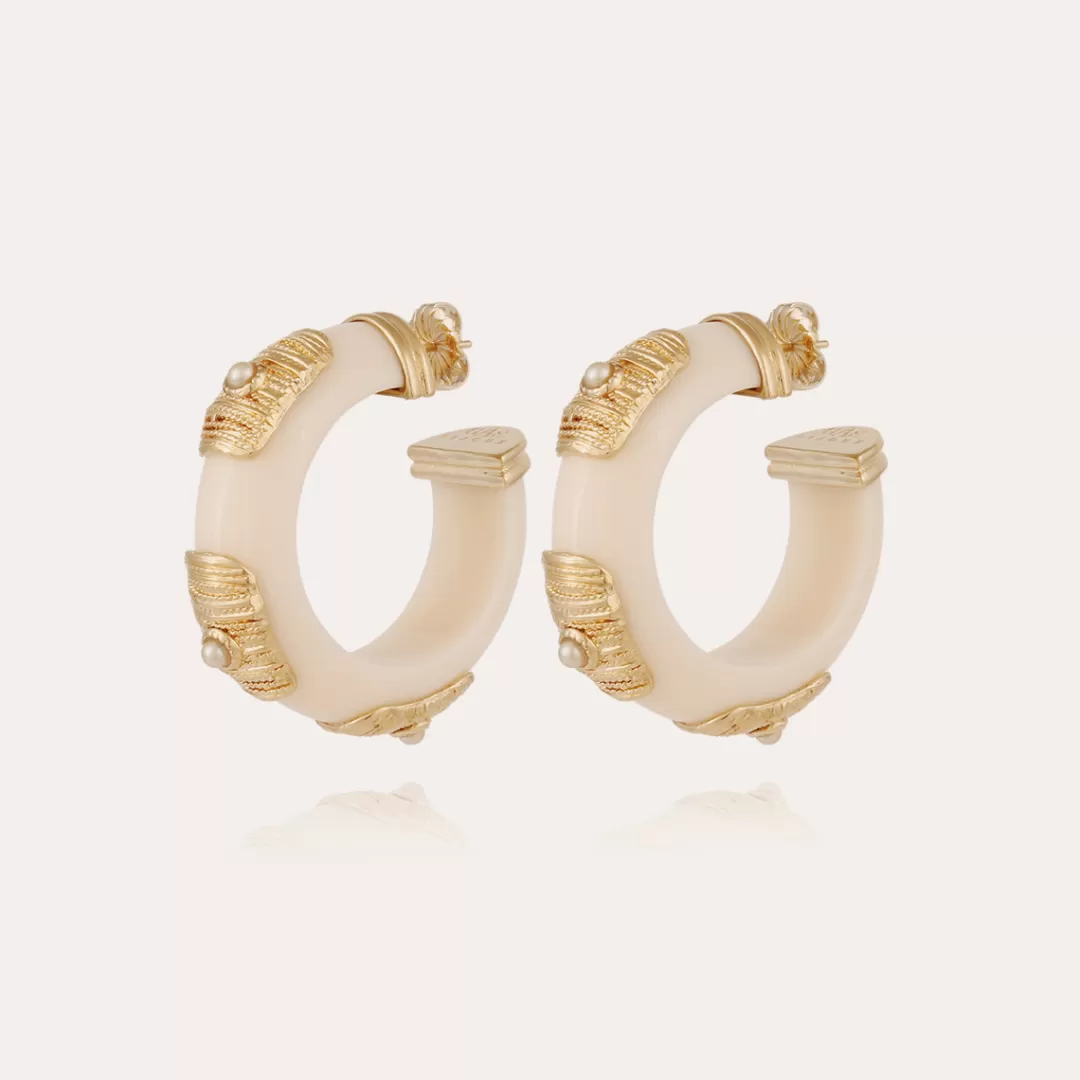 Gas Bijoux Boucles D'Oreilles Creoles Meknes Acetate Dorees-Ivoire